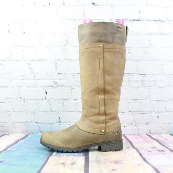 Clarks Shoes - CLARKS Tall Knee-High Leather Boot Side Zip Sz 4.5